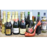 Nineteen bottles of alcohol including sparkling wine and a bottle of Moet & Chandon champagne