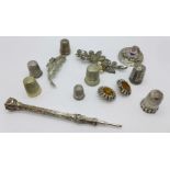 Silver jewellery, thimbles, etc.