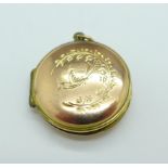 A vintage 9ct gold back and front locket, 3.