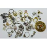 Dress rings, charms, etc.