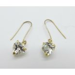 A pair of 9ct gold and white topaz earrings, 0.