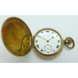 A gold plated full hunter pocket watch,