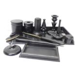 An ebonised dressing table set,