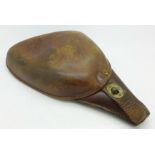 A WWI period officer's brown leather pistol holder with bullet pouch