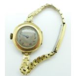 A lady's 9ct gold cased Rolex wristwatch, a/f,