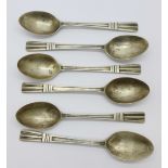 Six silver spoons,