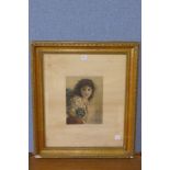 A gilt framed coloured engraving, Penny a Bunch,