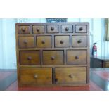 A hardwood table top specimen/spice chest