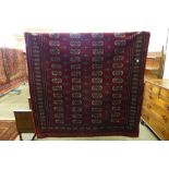 A red ground rug,