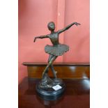 An Art Deco style bronze figure of a ballerina,