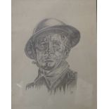 A pair of pencil studies, a soldier and a gentleman, 20 x 15cms,