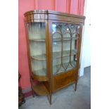 An Edward VII inlaid mahogany breakfront display cabinet