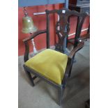 A Chippendale Revival mahogany elbow chair