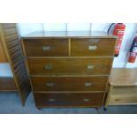 A Victorian style camphor wood campaign chest of drawers