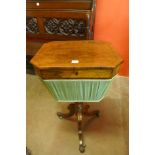 A George IV rosewood and brass inlaid sewing table