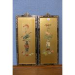 A pair of Chinese gilt chinoiserie panels