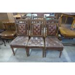 A set of six Victorian oak and leather upholstered dining chairs, attributed to Gillows,