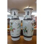 A pair of Chinese famille vert vases
