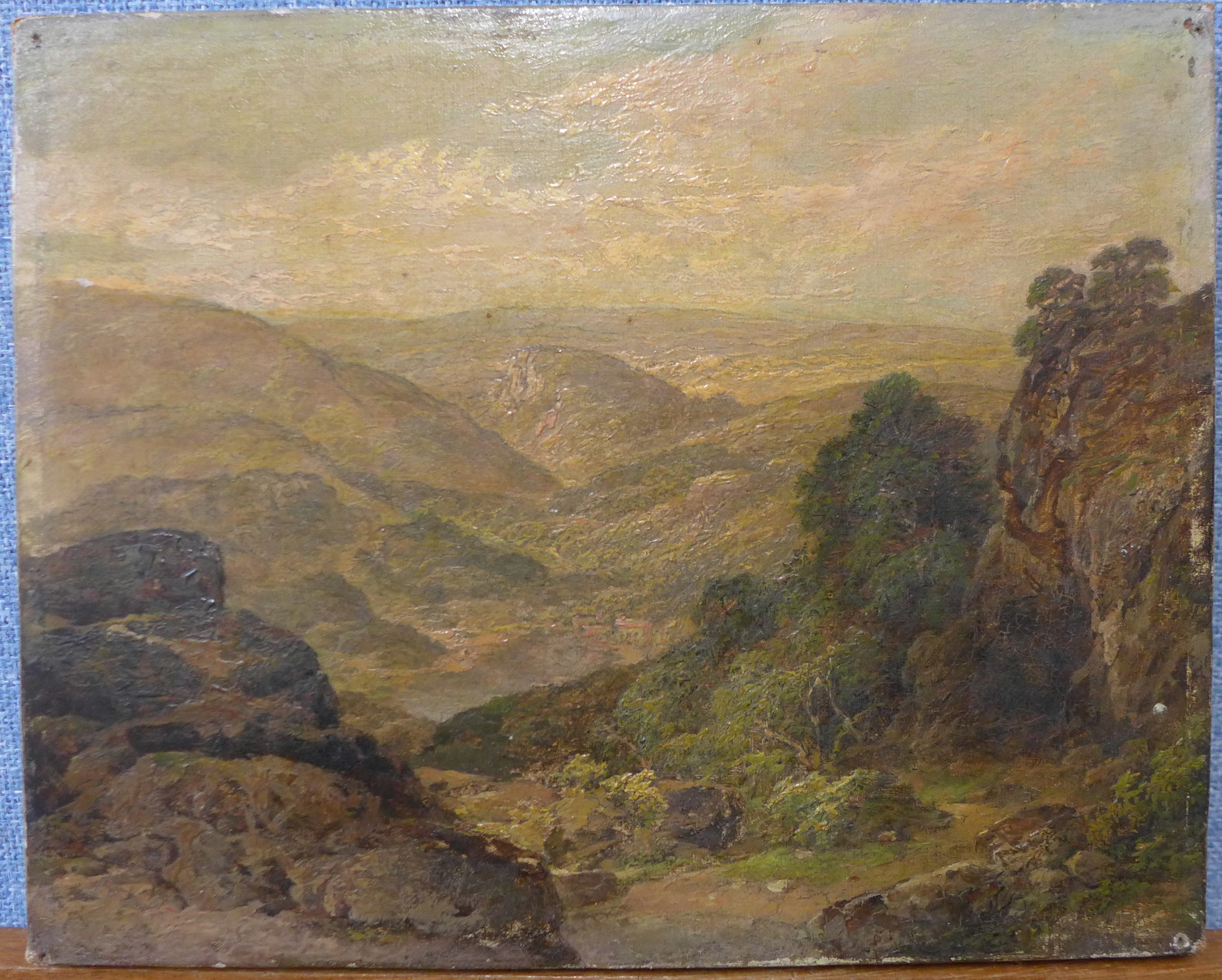 Edward Price (British 1800-1885), Matlock and Dovedale, oil on canvas, 20 x 25cms, - Image 2 of 3