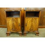 A pair of mahogany serpentine pot cupboards