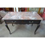 An Edward VII Chippendale Revival mahogany and marble topped washstand