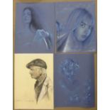 Marcel Hasoppe ( 1910 - 2004 ), folio of over 20 pastel portrait drawings