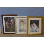 Three Pre-Raphaelite style prints