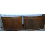 A pair of George III inlaid mahogany tambour front side cabinets