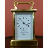 A Thwaites & Reed brass carriage clock