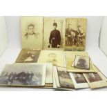 A collection of fifty cabinet photographs including Victorian and nine military