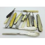 A collection of eight penknives,