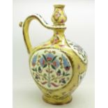 An Eastern Iznik style bottle vase or ewer, a/f,