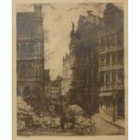 An etching, Grand Place,