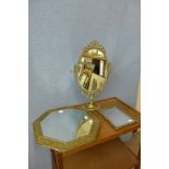 Two brass framed mirrors and a dressing table mirror