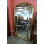 A large French style gilt framed mirror,