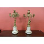 A pair of 19th Century ormolu cherub candelabrum,