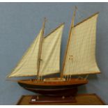 A model pond yacht on stand