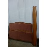 A French beech and upholstered double bed