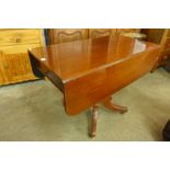 A Victorian mahogany drop leaf pedestal sofa table