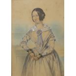 English School (19th Century), portrait of a lady, watercolour, 33 x 22cms,