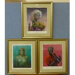 A set of three Vladimir Tretchikoff prints, 38 x 30cms,