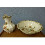 A Doulton Burslem transfer printed jug and bowl