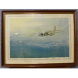 A signed Leonard Pearman print, Enemy Coast Below,