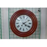 A 19th Century French painted pine circular wall clock,