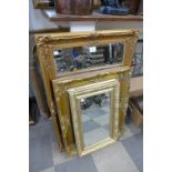 Three gilt framed mirrors