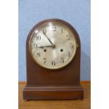 A Hamburg American Clock Company oak Westminster chime mantel clock