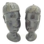 Two carved African busts