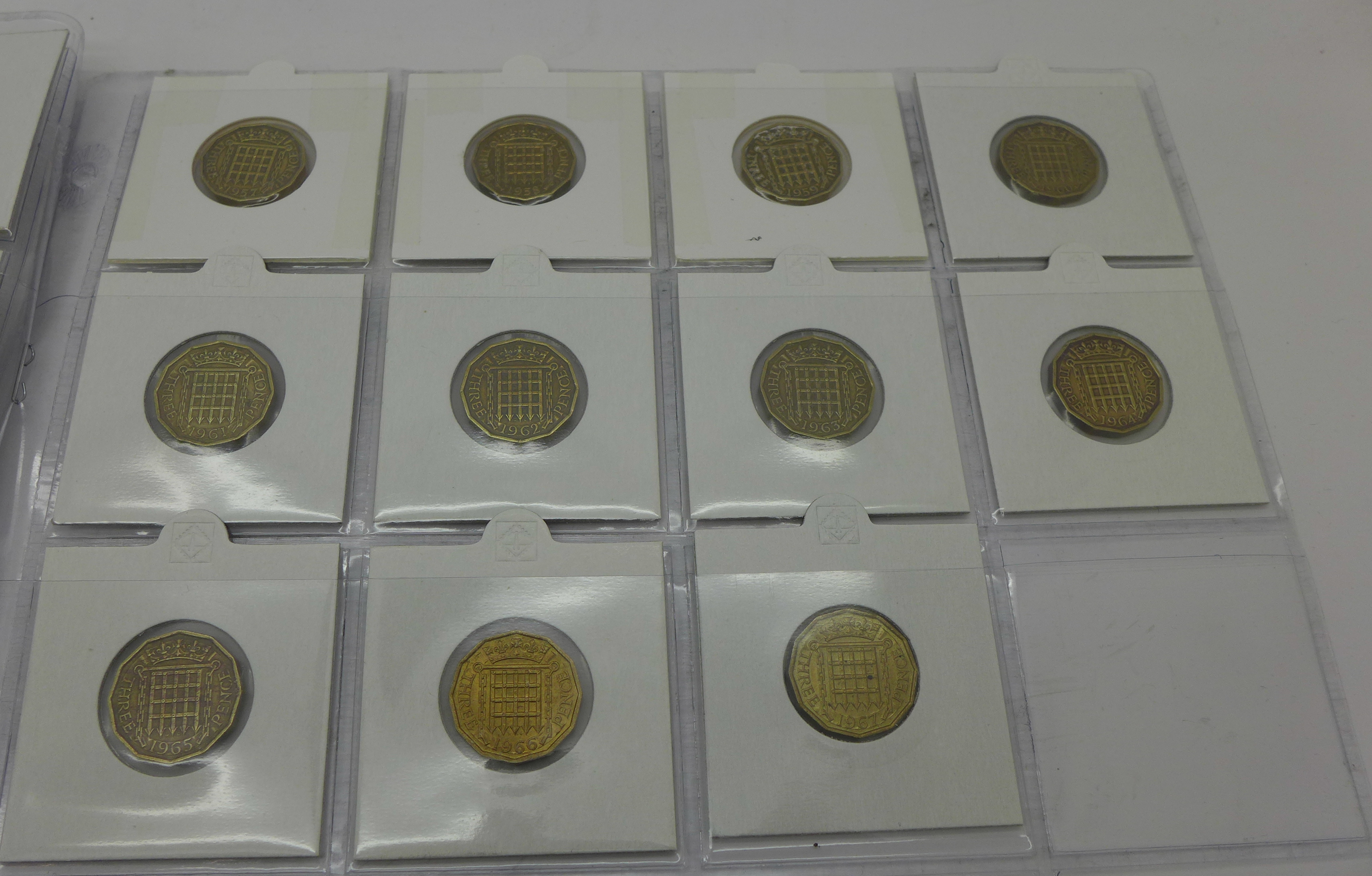A brass Threepence Complete Collection 1937 to 1967, - Image 3 of 4