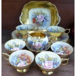 An Aynsley six setting tea service, twenty one pieces in total, signed J A Bailey