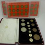 Three cased threepenny coin sets, 1953-1967 and a 1937 specimen coin set including Maundy money,